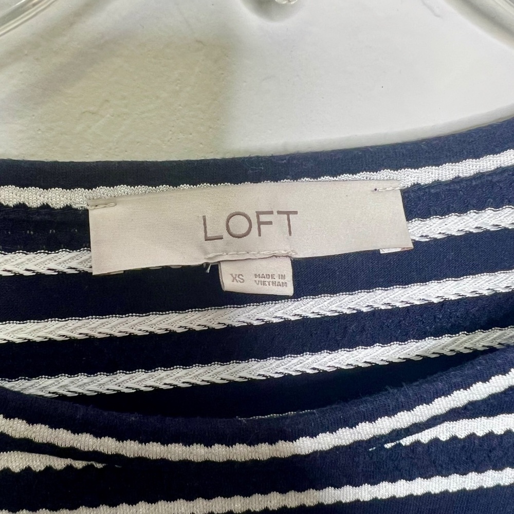 Loft Navy and White Wavy Striped Top Nautical Coastal - Picture 3 of 7